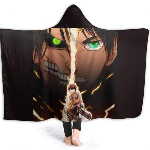 Attack On Titan Printed Blanket - Throw Wearable Hooded Blanket