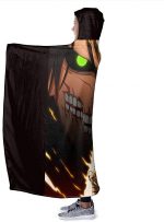 Attack On Titan Printed Blanket - Throw Wearable Hooded Blanket