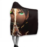 Attack On Titan Printed Blanket - Throw Wearable Hooded Blanket