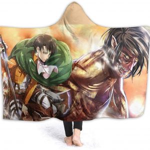 Attack On Titan Printed Throw Wearable Hooded Blanket
