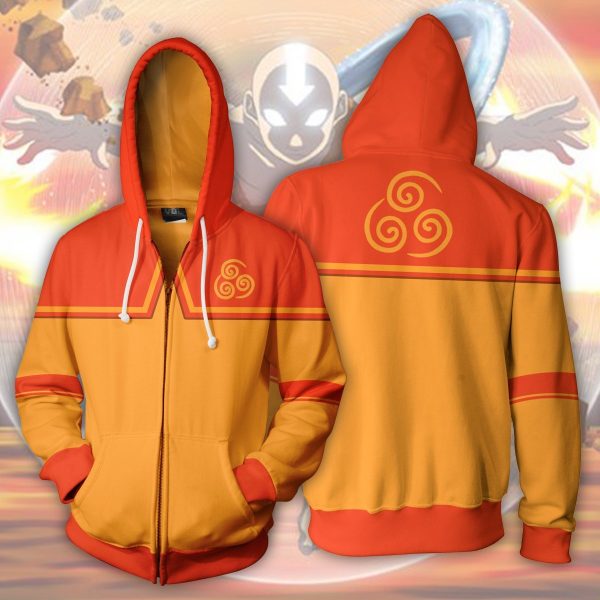 Avatar: The Last Airbender Aang Hoodies - Zip Up Orange Hoodie