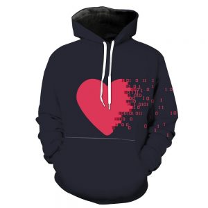 Binary Heart Love Hoodie - Awesome 3D Clothing