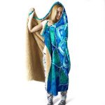 Blue Mandala Hooded Blanket - Blooming Blowers Blue Blanket