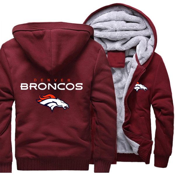 BRONCOS Jackets - Solid Color BRONCOS Series BRONCOS Sign Super Cool Fleece Jacket