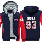 BTS Jackets - Solid Color BTS SUGA Super Cool Red 93 Fleece Jacket