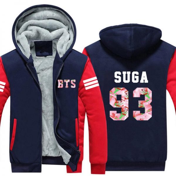 BTS Jackets - Solid Color BTS SUGA Super Cool Red 93 Fleece Jacket