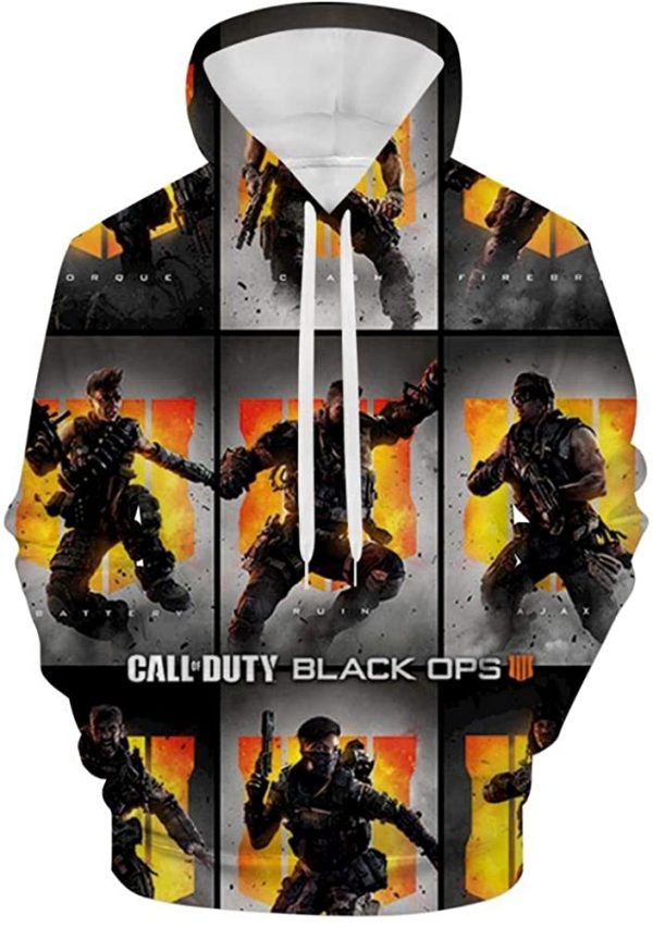 Call of Duty Hoodie - Ops 4 3D Print Men's Full Printed Drawstring Hoodie Pullover Sweatshirt