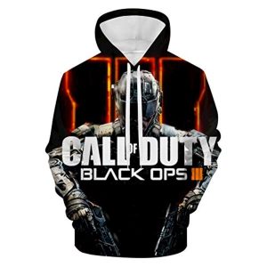 Call of Duty Hoodies - Call of Duty Black Ops 3 3D Print Hooded Drawstring Black Sweaters