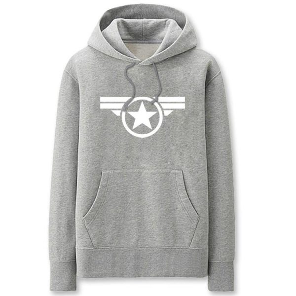 Captain America Hoodies - Solid Color Star Chest Badge Super Cool Fleece Hoodie