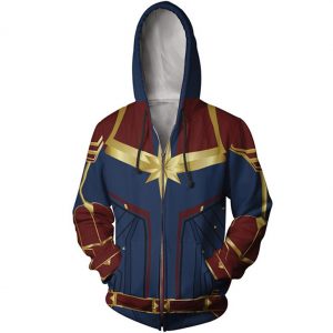 Captain Marvel Hoodies 3D Digital Printed Unisex Zipper Hooded Jacket