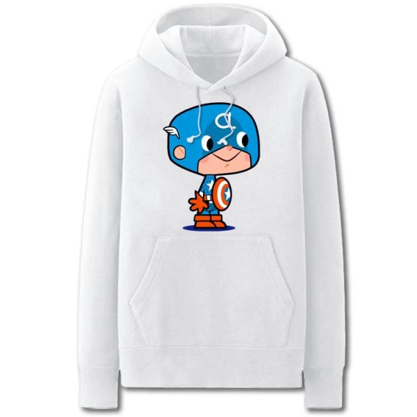 CaptainAmerica Hoodies - Solid Color CaptainAmerica Icon Cute Cartoon Style Fleece Hoodie