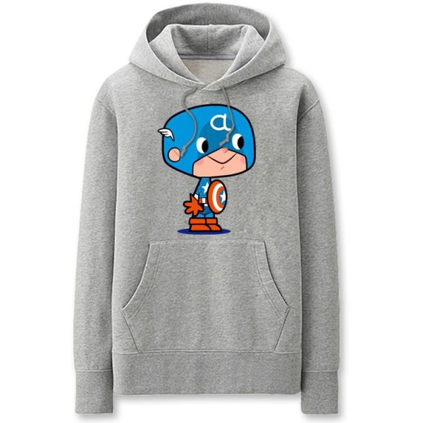 CaptainAmerica Hoodies - Solid Color CaptainAmerica Icon Cute Cartoon Style Fleece Hoodie
