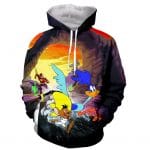 Cartoon 3D Printed Road Runner & Wile E Coyote Hoodies