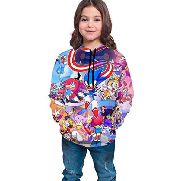 Cartoon Games Sonic Hoodie - 3D Print Colorful Unisex Pullover Hoodie for Teens