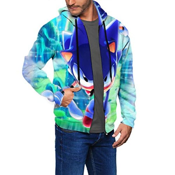 Cartoon Games Sonic Hoodie - 3D Print Sonic the Hedgehog Zip Up Hoodie