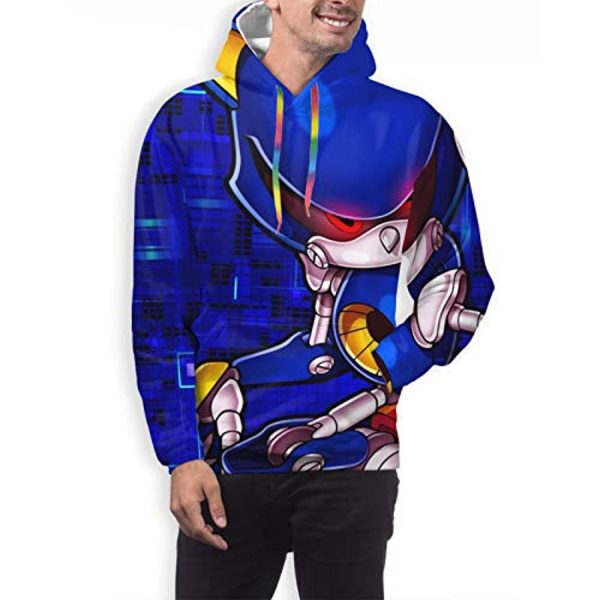Cartoon Games Sonic Hoodie - 3D Print Unisex Metal Sonic Pullover Hoodie Navy Blue