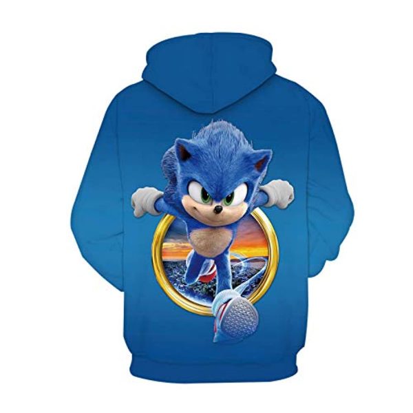 Cartoon Games Sonic Hoodie - 3D Print Unisex Running Sonic Blue Pullover Hoodie for Teens