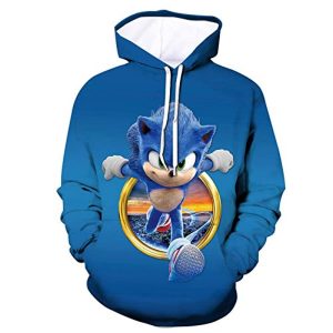 Cartoon Games Sonic Hoodie - 3D Print Unisex Running Sonic Blue Pullover Hoodie for Teens