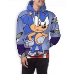 Cartoon Games Sonic Hoodie - Cute Sonic 3D Print Pullover Hooded Sweatshirt Purple