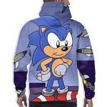 Cartoon Games Sonic Hoodie - Cute Sonic 3D Print Pullover Hooded Sweatshirt Purple