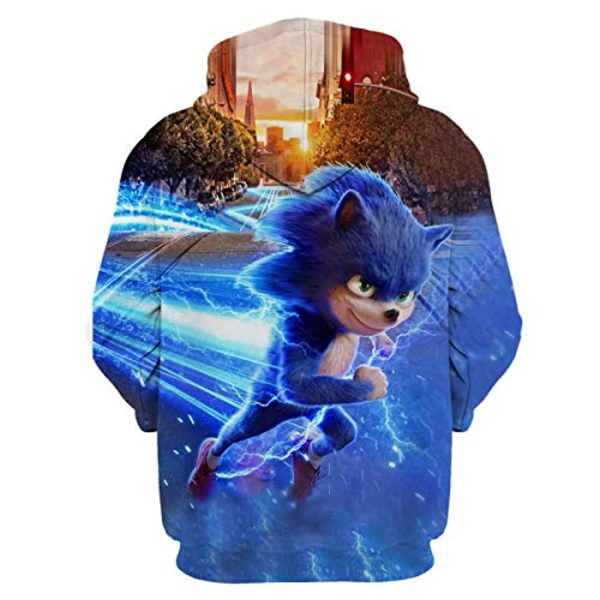 Cartoon Games Sonic Hoodie - Running Sonic the Hedgehog 3D Print Pullover Hoodie