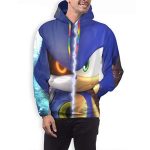 Cartoon Games Sonic Hoodie - Shadow Sonic Blue 3D Print Pullover Hooded Sweatshirt