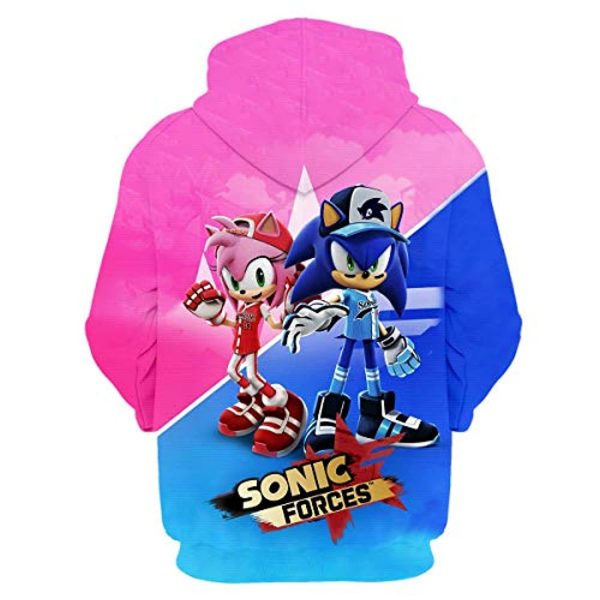 Cartoon Games Sonic Hoodie - Shadow the Hedgehog 3D Print Pullover Hooded Sweatshirt Pink and Blue