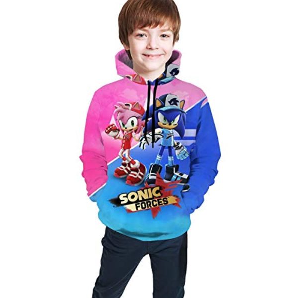 Cartoon Games Sonic Hoodie - Shadow the Hedgehog 3D Print Pullover Hooded Sweatshirt Pink and Blue