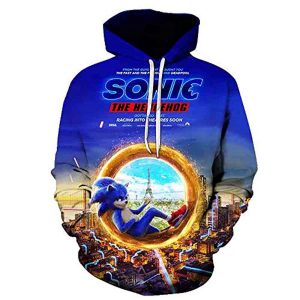 Cartoon Games Sonic Hoodie - Shadow the Hedgehog 3D Print Pullover Hooded Sweatshirt Blue