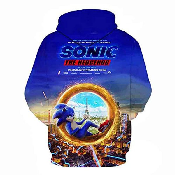 Cartoon Games Sonic Hoodie - Shadow the Hedgehog 3D Print Pullover Hooded Sweatshirt Blue