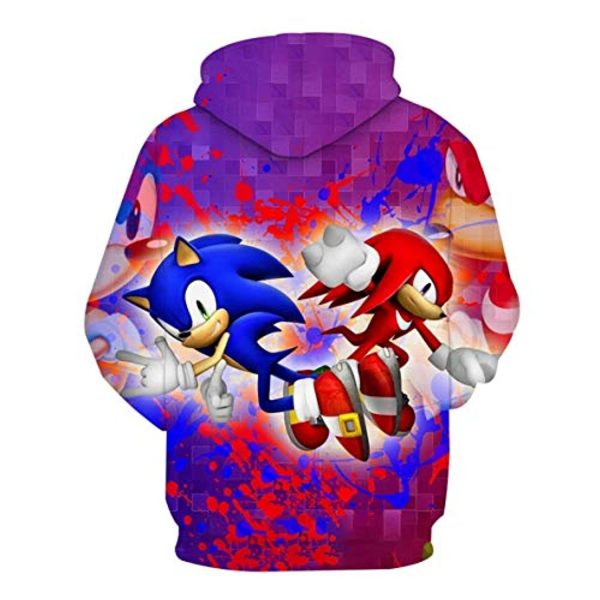 Cartoon Games Sonic Hoodie - Sonic Knuckles 3D Print Unisex Pullover Hoodie for Teens Men Women