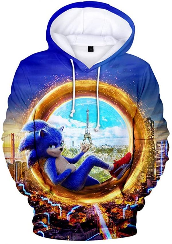Cartoon Games Sonic Hoodie - Sonic the Hedgehog 3D Print Pullover Hooded Sweatshirt