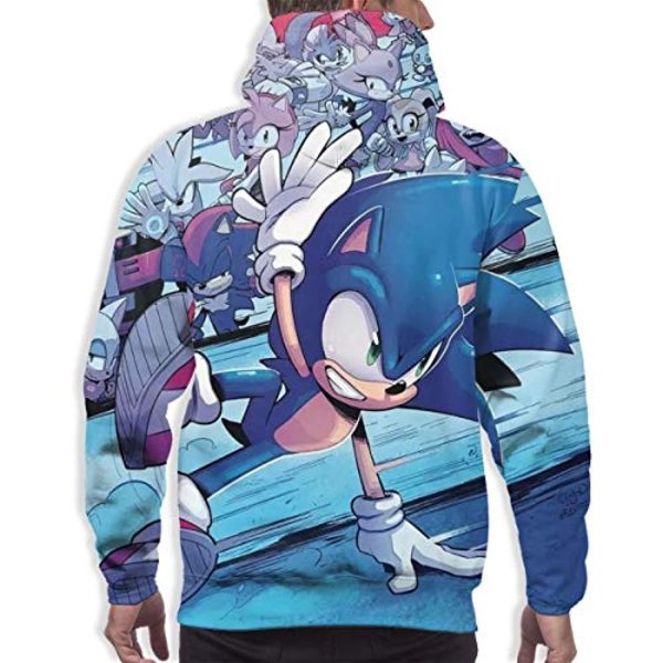 Cartoon Games Sonic Hoodie - Sonic the Hedgehog 3D Print Pullover Hooded Sweatshirt