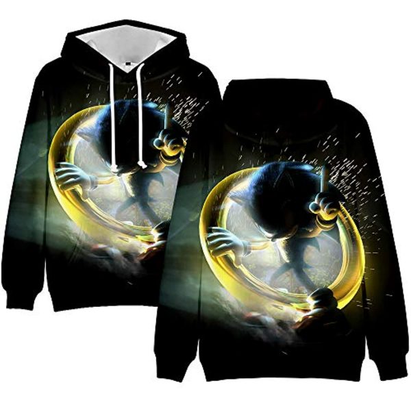 Cartoon Games Sonic Hoodie - Sonic the Hedgehog 3D Print Pullover Hooded Sweatshirt