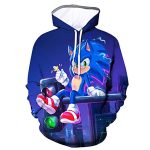 Cartoon Games Sonic Hoodie - Sonic the Hedgehog 3D Print Unisex Pullover Hoodie for Teens Men Women