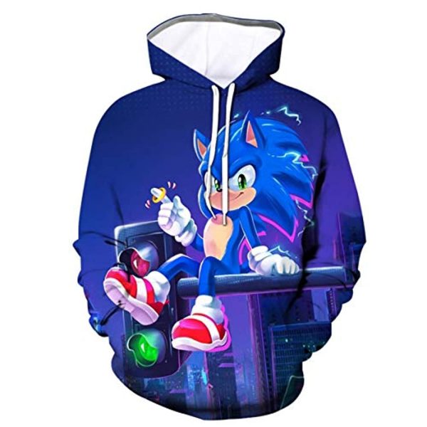 Cartoon Games Sonic Hoodie - Sonic the Hedgehog 3D Print Unisex Pullover Hoodie for Teens Men Women