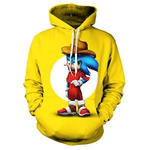 Cartoon Games Sonic Hoodie - Sonic the Hedgehog 3D Print Unisex Yellow Pullover Hoodie for Teens