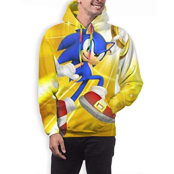 Cartoon Games Sonic Hoodie - Sonic the Hedgehog 3D Print Yellow Pullover Hooded Sweatshirt