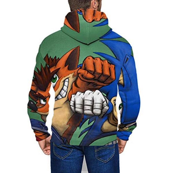Cartoon Games Sonic Hoodie - Sonic the Hedgehog 3D Print Zip Up Hooded Sweatshirt