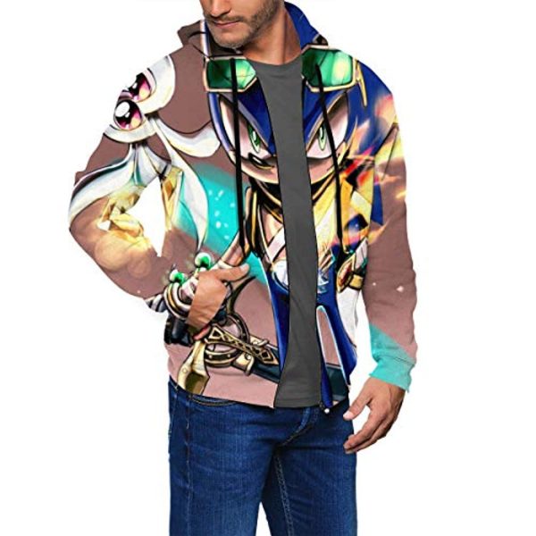 Cartoon Games Sonic Hoodie - Sonic the Hedgehog 3D Print Zip Up Hooded Sweatshirt