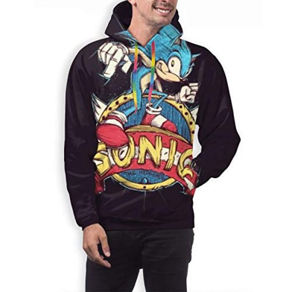 Cartoon Games Sonic Hoodie - Sonic the Hedgehog Black 3D Print Pullover Hooded Sweatshirt