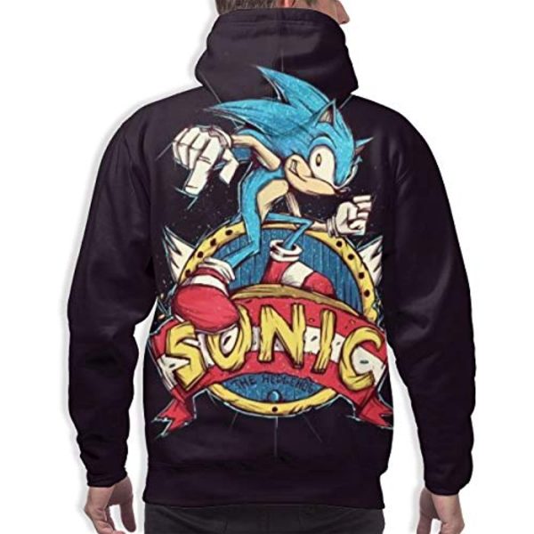 Cartoon Games Sonic Hoodie - Sonic the Hedgehog Black 3D Print Pullover Hooded Sweatshirt