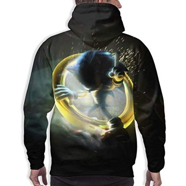 Cartoon Games Sonic Hoodie - Sonic the Hedgehog Black 3D Print Pullover Hooded Sweatshirt