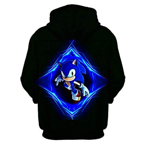 Cartoon Games Sonic Hoodie - Sonic the Hedgehog Black 3D Print Pullover Hooded Sweatshirt