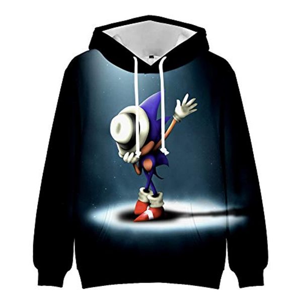 Cartoon Games Sonic Hoodie - Sonic the Hedgehog Black 3D Print Pullover Hooded Sweatshirt