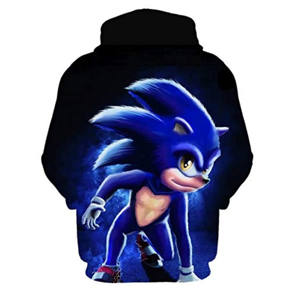 Cartoon Games Sonic Hoodie - Sonic the Hedgehog Black 3D Print Pullover Hoodie for Teens