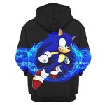 Cartoon Games Sonic Hoodie - Sonic the Hedgehog Black 3D Print Unisex Pullover Hoodie for Teens