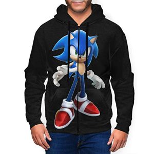 Cartoon Games Sonic Hoodie - Sonic the Hedgehog Black 3D Print Zip Up Hooded Sweatshirt