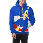 Cartoon Games Sonic Hoodie - Sonic the Hedgehog Blue 3D Print Pullover Hooded Sweatshirt