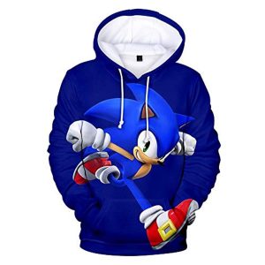 Cartoon Games Sonic Hoodie - Sonic the Hedgehog Blue 3D Print Pullover Hooded Sweatshirt